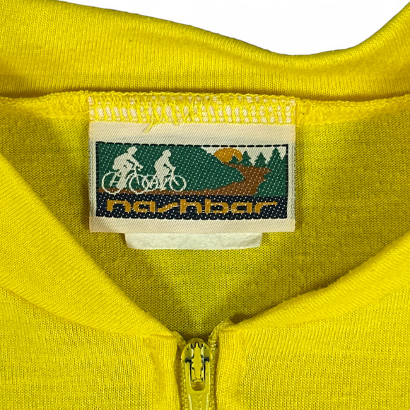 Vintage Nashbar Cycling Jersey Adult LARGE Yellow Blank USA Made Zip Pocket 90s - Picture 4 of 9